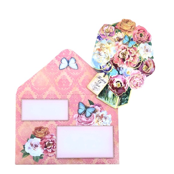 Punch Studio Bouquet Fancy Gold Foil Embossed Blank Note Cards (64555), 10 ct - Picture 2 of 8